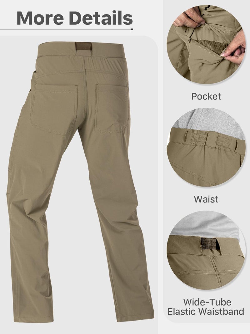 FREE SOLDIER Men's Outdoor Cargo Hiking Pants with Belt Lightweight Waterproof Quick Dry Tactical Pants Nylon Spandex (Sand 34W/34L) - Image 4